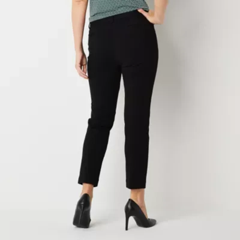 Liz Claiborne Adaptive Emma Ponte Womens Easy-on + Easy-off Seated Wear Straight Mid Rise Ankle Pant