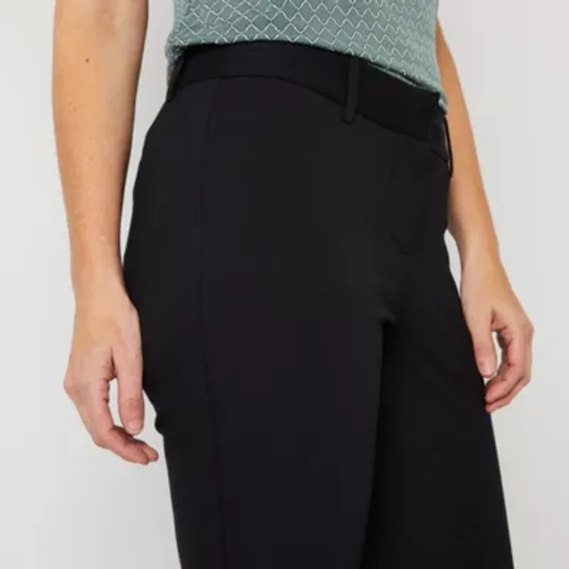 Liz Claiborne Adaptive Emma Ponte Womens Easy-on + Easy-off Seated Wear Straight Mid Rise Ankle Pant