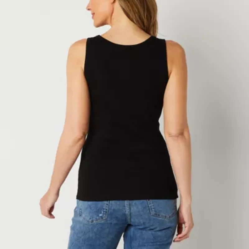 St. John's Bay Womens Scoop Neck Sleeveless Tank Top