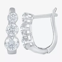 Floating Diamonds (F / Vs2) Womens 2 CT. T.W. Lab Grown White Diamond 14K White Gold 16.1mm Hoop Earrings