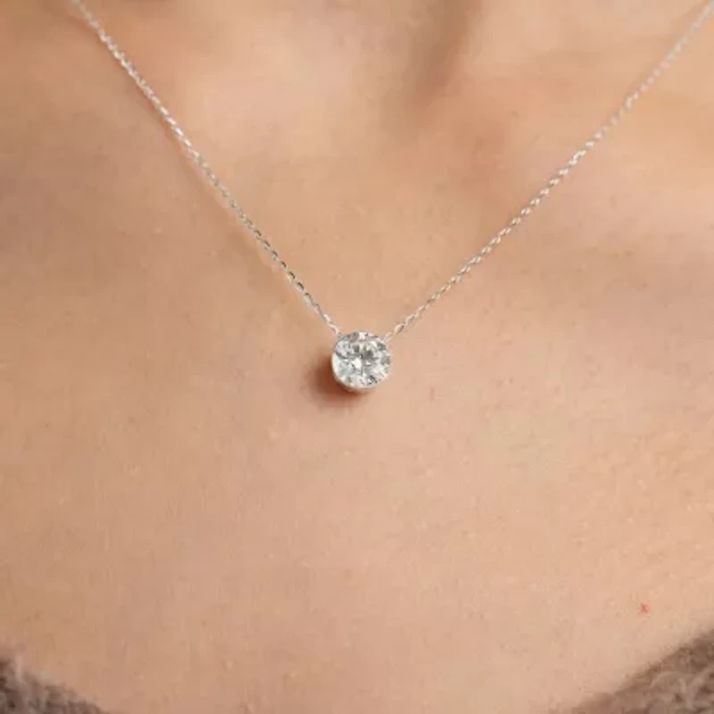 Floating Diamonds (F / Vs2) Womens 1 1/2 CT. T.W. Lab Grown White Diamond 14K White Gold Round 18 Inch Pendant Necklace