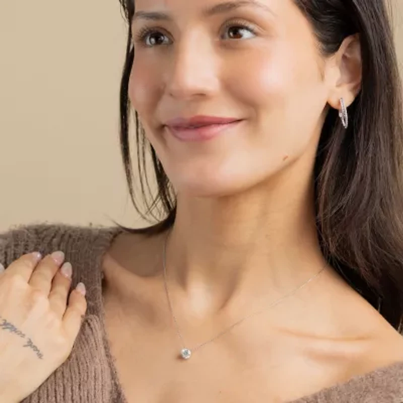 Floating Diamonds (F / Vs2) Womens 1 1/2 CT. T.W. Lab Grown White Diamond 14K White Gold Round 18 Inch Pendant Necklace