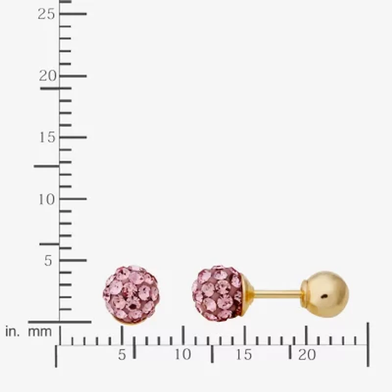 Pink Crystal 10K Gold 4.8mm Ball Stud Earrings