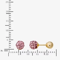 Pink Crystal 10K Gold 4.8mm Ball Stud Earrings
