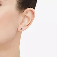 Pink Crystal 10K Gold 4.8mm Ball Stud Earrings