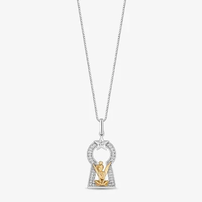 Enchanted Disney Fine Jewelry Womens 1/10 CT. T.W. Natural White Diamond 14K Gold Over Silver Sterling Silver 18 Inch Pendant Necklace