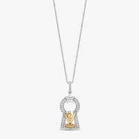 Enchanted Disney Fine Jewelry Womens 1/10 CT. T.W. Natural White Diamond 14K Gold Over Silver Sterling Silver 18 Inch Pendant Necklace
