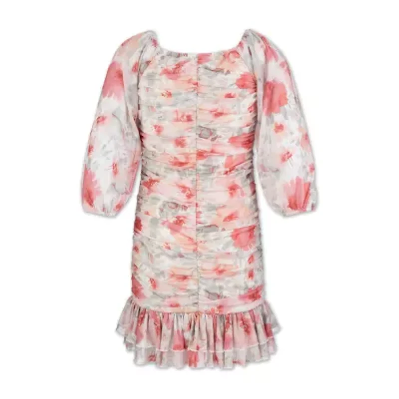 Speechless Big Kid Girls 3/4 Sleeve Casual Floral Bodycon Dress