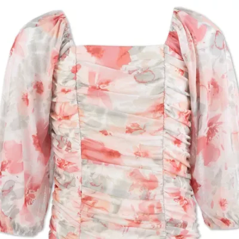 Speechless Big Kid Girls 3/4 Sleeve Casual Floral Bodycon Dress
