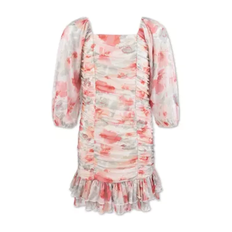 Speechless Big Kid Girls 3/4 Sleeve Casual Floral Bodycon Dress