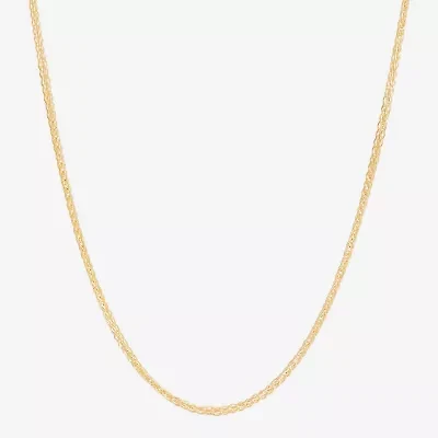 Made in Italy Womens 14K Gold 18 Inch Wheat Chain Necklace