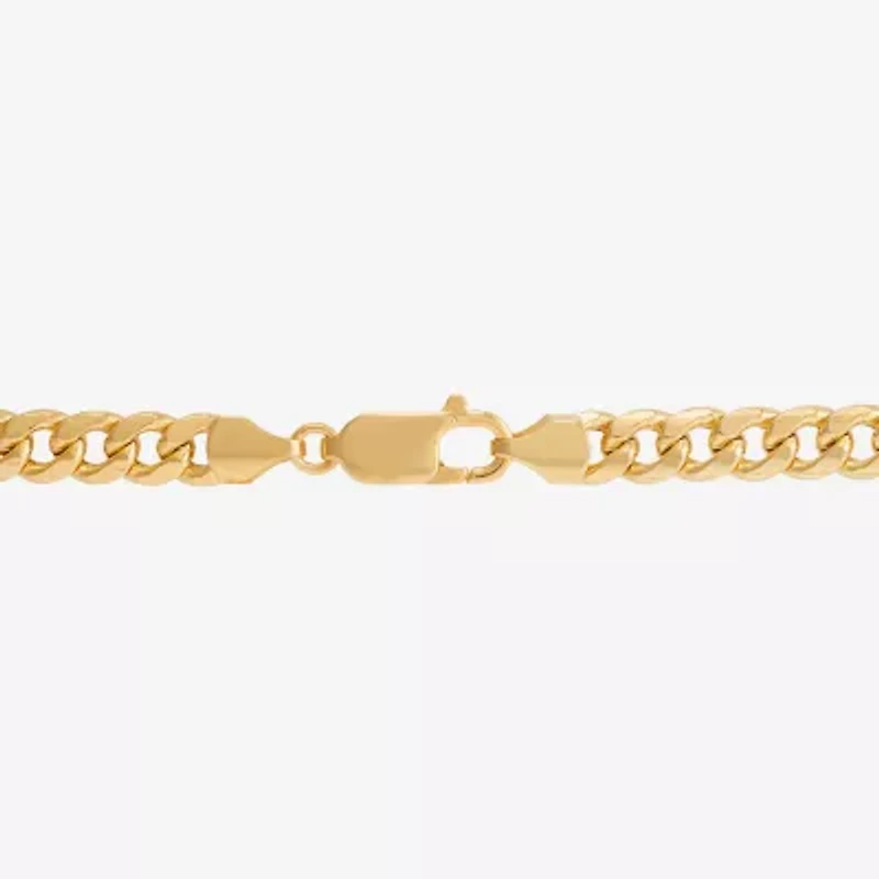 Mens 14K Gold 8 Inch Semisolid Cuban Circle Chain Bracelet