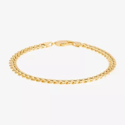 Mens 14K Gold 8 Inch Semisolid Cuban Circle Chain Bracelet
