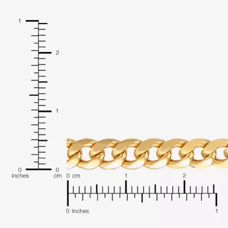 Mens 14K Gold 8 Inch Semisolid Cuban Circle Chain Bracelet