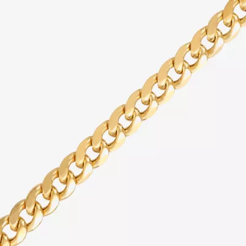 Mens 14K Gold 8 Inch Semisolid Cuban Circle Chain Bracelet