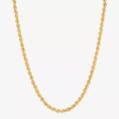 Bonded Brilliance Womens 14K Gold Bonded With Sterling Silver Inch Rope Chain Necklace