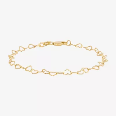 Made in Italy Womens 24K Gold Over Silver 7.5 Inch Solid Link Chain Bracelet