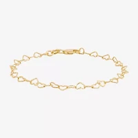 Made in Italy Womens 24K Gold Over Silver 7.5 Inch Solid Link Chain Bracelet