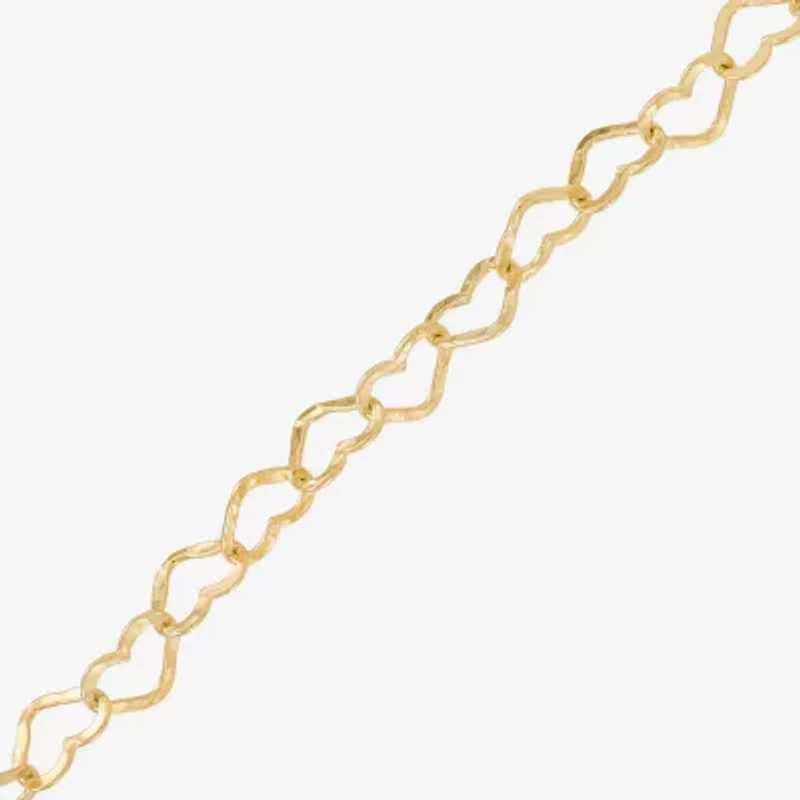 Made in Italy Womens 24K Gold Over Silver 7.5 Inch Solid Link Chain Bracelet