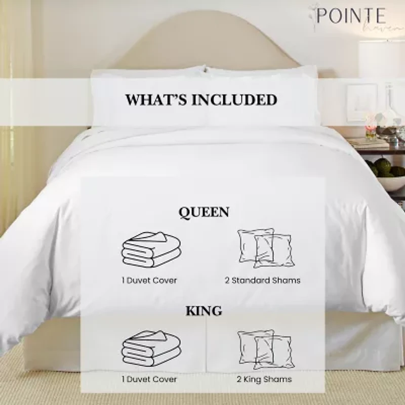 Pointehaven Long Staple Cotton Soft Sateen 3-pc. Duvet Cover Set