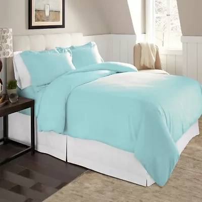 Pointehaven Printed Or Solid Cotton Duvet Cover Set