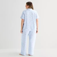Jaclyn Womens Short Sleeve 2-pc. Plus Pajama Sets