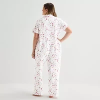 Jaclyn Womens Short Sleeve 2-pc. Plus Pajama Sets