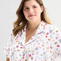 Jaclyn Womens Short Sleeve 2-pc. Plus Pajama Sets