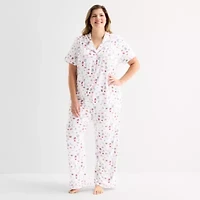 Jaclyn Womens Short Sleeve 2-pc. Plus Pajama Sets