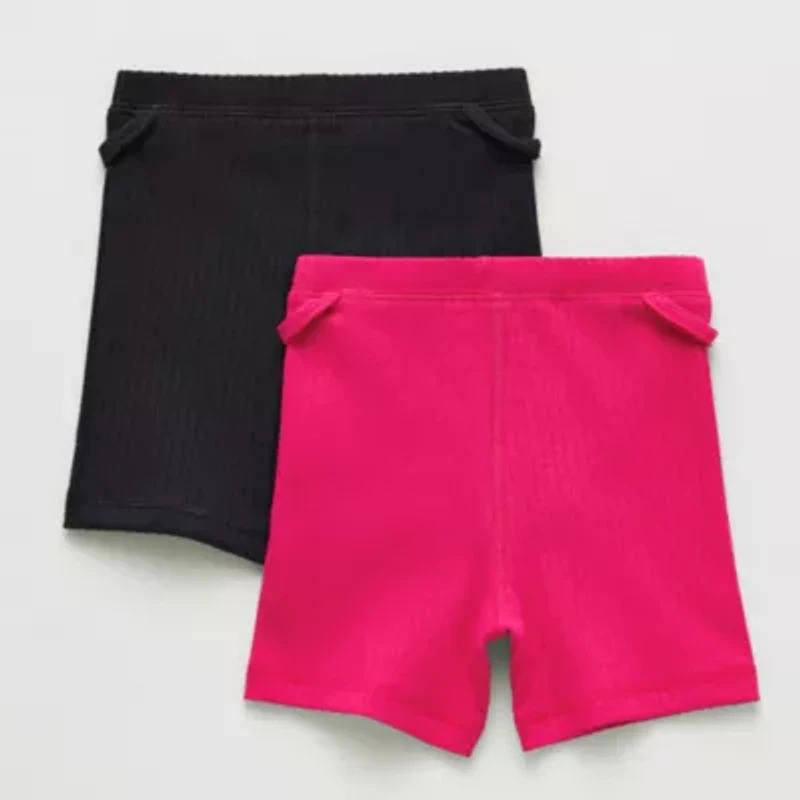 Okie Dokie Toddler Girls 3" Mid Rise Adaptive Adjustable Features 2 Pack Bike Short