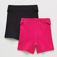 Okie Dokie Toddler Girls 3" Mid Rise Adaptive Adjustable Features 2 Pack Bike Short