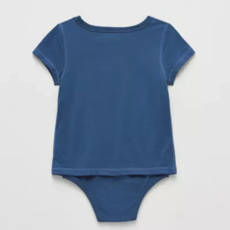 Okie Dokie Toddler Girls Hidden Access Opening Adaptive Round Neck Short Sleeve Bodysuit