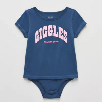 Okie Dokie Toddler Girls Hidden Access Opening Adaptive Round Neck Short Sleeve Bodysuit