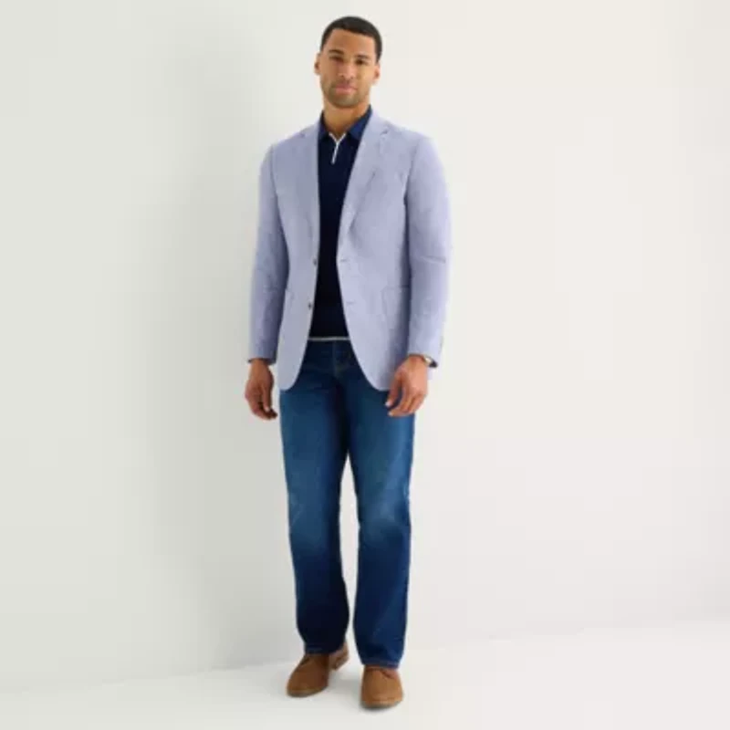 Stafford Linen Cotton Blend Mens Regular Fit Sport Coat