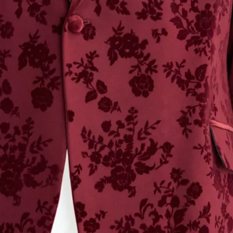 J. Ferrar Evening Edition Mens Big and Tall Floral Stretch Fabric Tuxedo Jacket