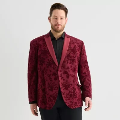 J. Ferrar Evening Edition Mens Big and Tall Floral Stretch Fabric Tuxedo Jacket