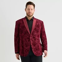 J. Ferrar Evening Edition Mens Big and Tall Floral Stretch Fabric Tuxedo Jacket