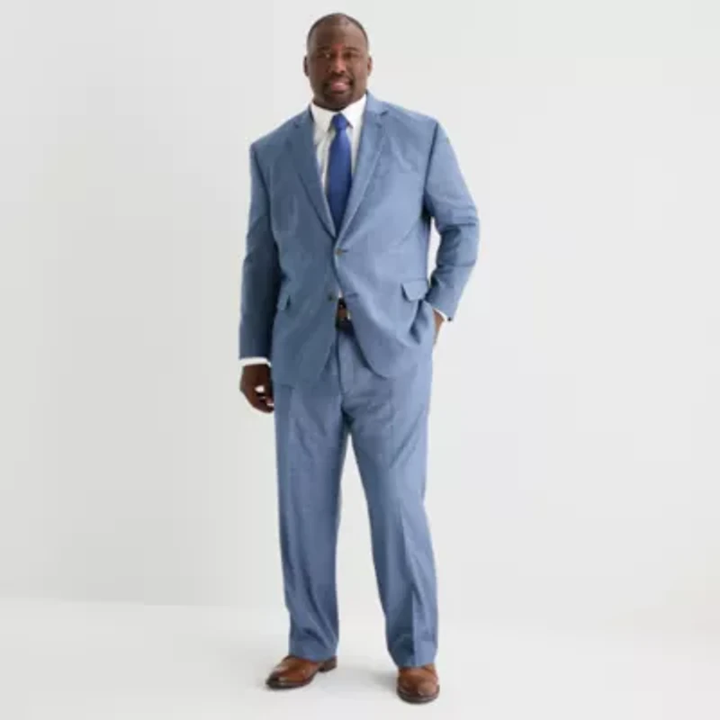 Stafford Mens Regular Fit Plaid Big and Tall Suit Jacket