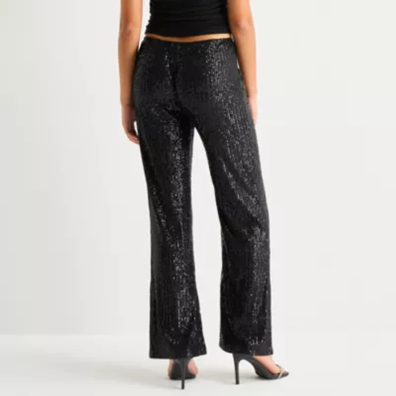 Forever 21 Womens Juniors Straight High Rise Pull-On Sequin Pant