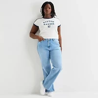 Arizona Womens Juniors Plus High Rise Stretch Fabric Straight Leg Jean