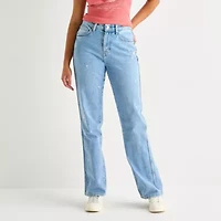Arizona Womens Juniors High Rise Stretch Fabric Straight Leg Jean