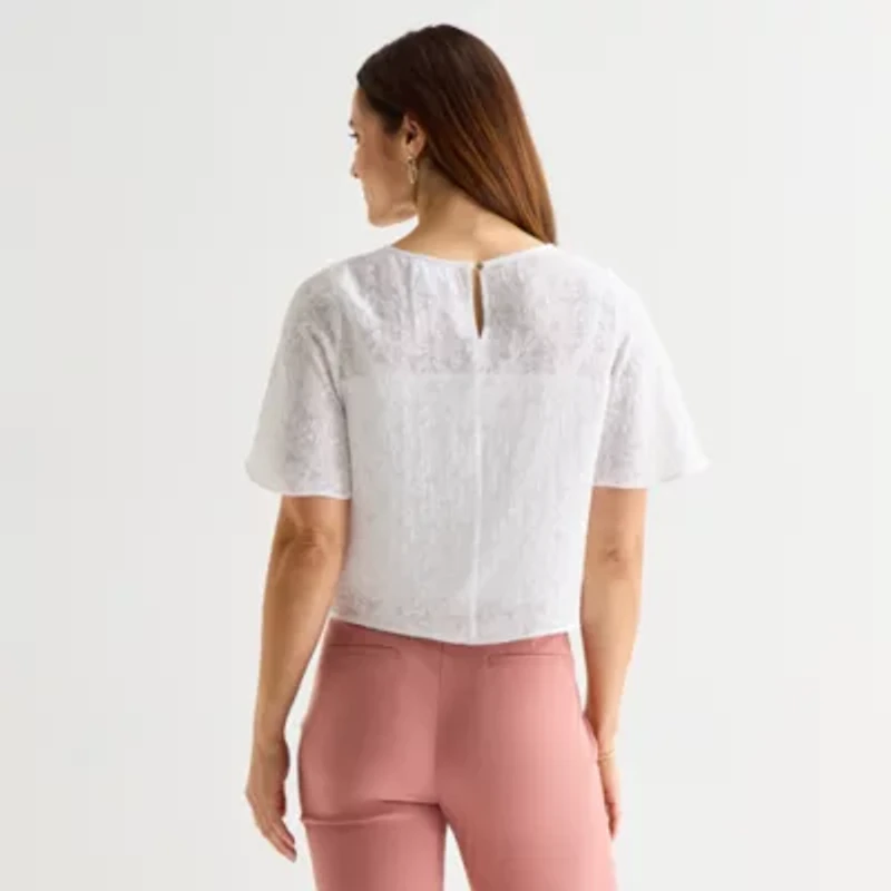 Liz Claiborne Womens Short Sleeve Blouse