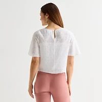 Liz Claiborne Womens Short Sleeve Blouse