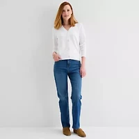 Liz Claiborne Womens V Neck Long Sleeve Button Cardigan