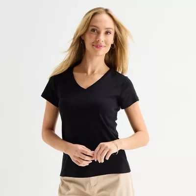 Liz Claiborne Womens V Neck Short Sleeve T-Shirt
