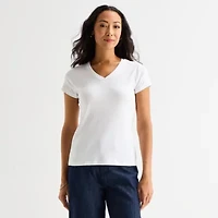 Liz Claiborne Womens V Neck Short Sleeve T-Shirt