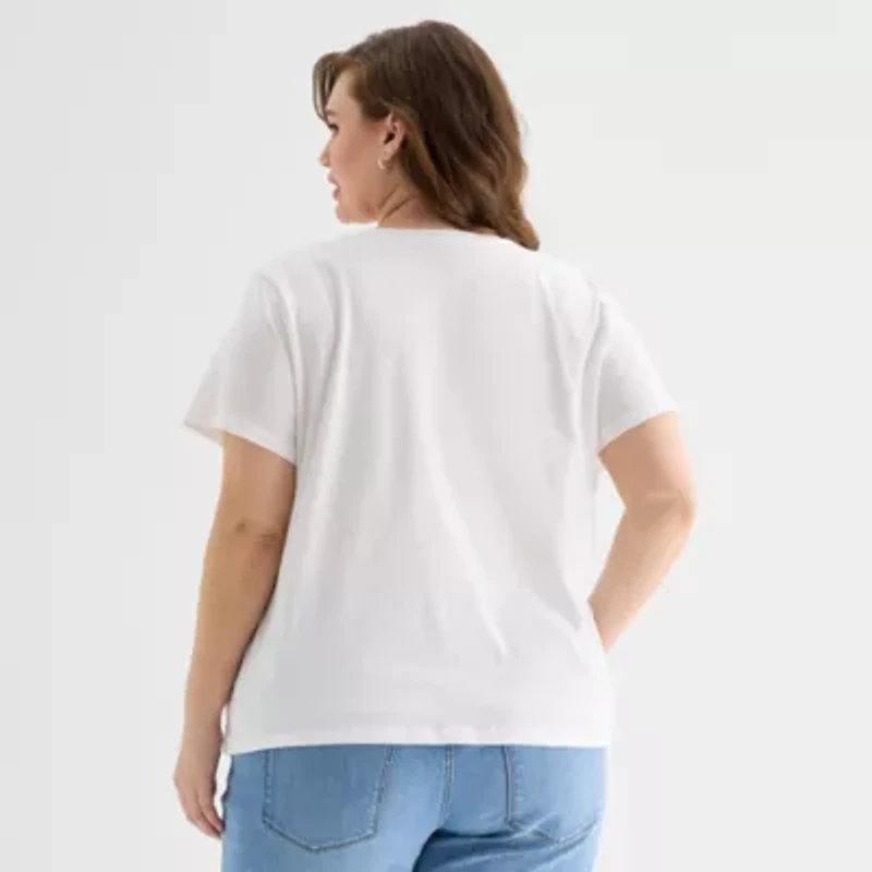 a.n.a Womens Plus Crew Neck Short Sleeve T-Shirt