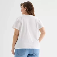 a.n.a Womens Plus Crew Neck Short Sleeve T-Shirt