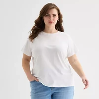 a.n.a Womens Plus Crew Neck Short Sleeve T-Shirt