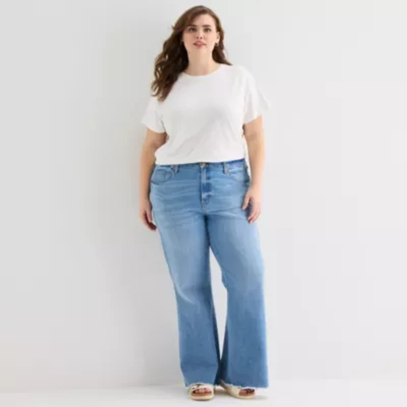 a.n.a Womens Plus Crew Neck Short Sleeve T-Shirt